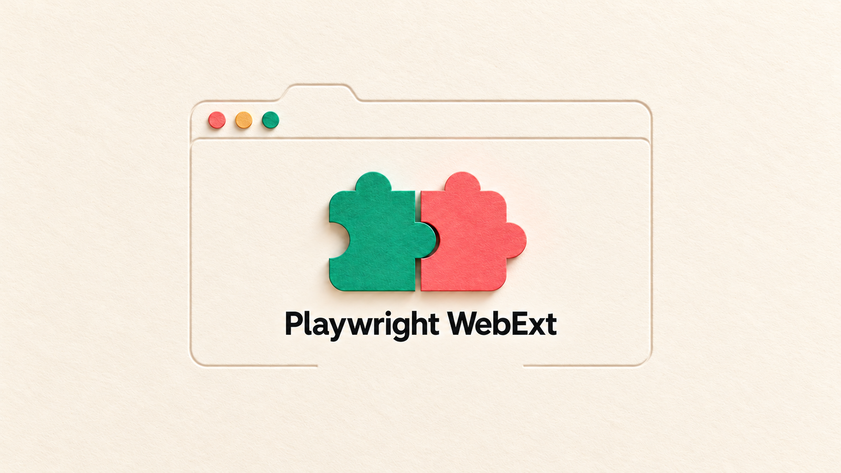 Playwright WebExt logo inside a browser outline pressed into paper.