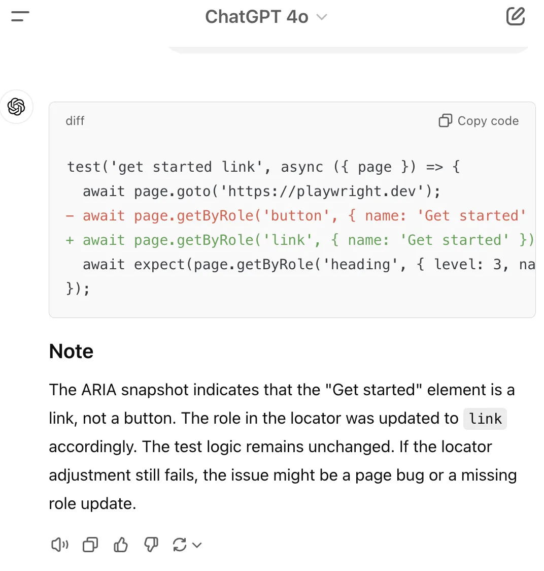 Updated ChatGPT output