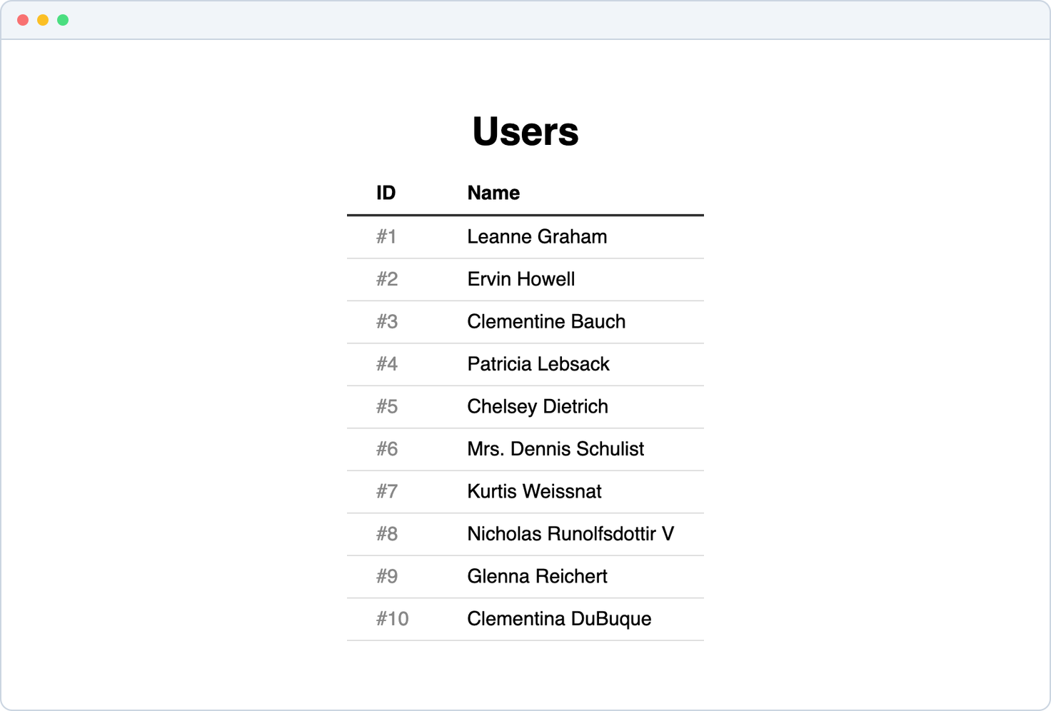 Users page without pagination