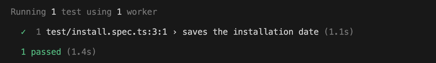 Installation date test passing: 1 passed in 1.4 seconds